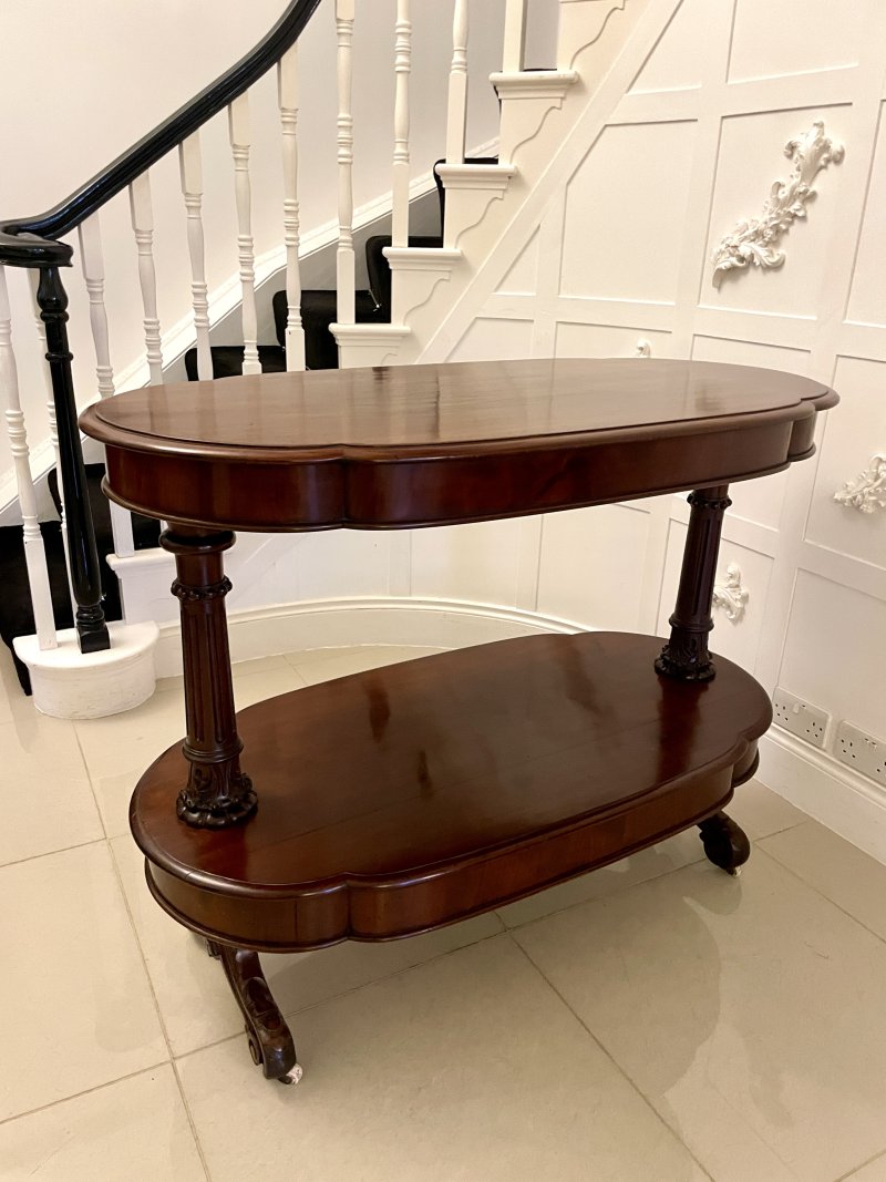 Large Antique Mahogany Oval Shaped Freestanding Serving/Console Table